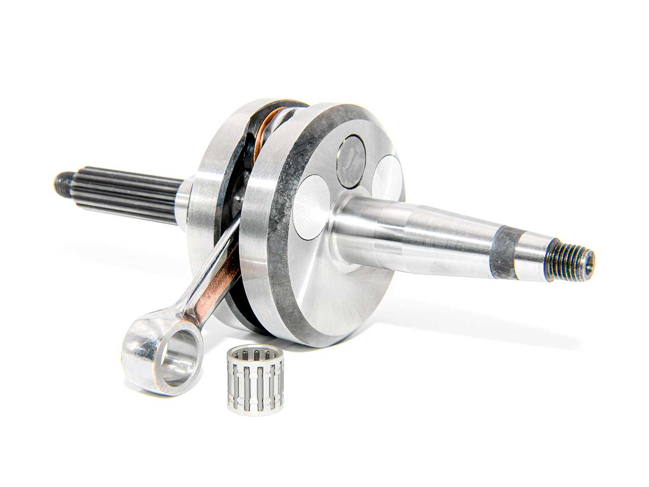 Barikit Kurbelwelle für einen Derbi Variant Start Motor. Eine Pleuelstange mit Hubzapfen und ein Nadellager.