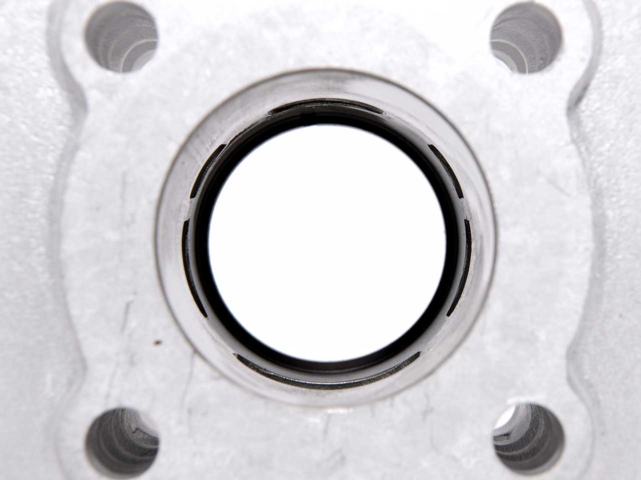 BARIKIT Tuning Zylinder von innen Fotografiert überströmter sowie Auslass sichtbar.