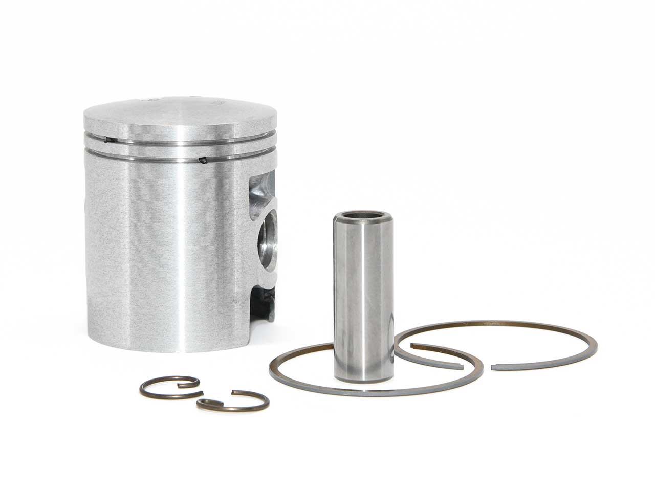 Barikit Tuning Kolben für einen Moped 2-Takter Motor. Ein Kolbenbolzen sowie 2 Kolbenclips und 2 Kolbenringe.